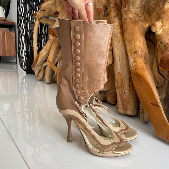 Prada Leather Sandal Heeled Boots - Picture 1 of 5